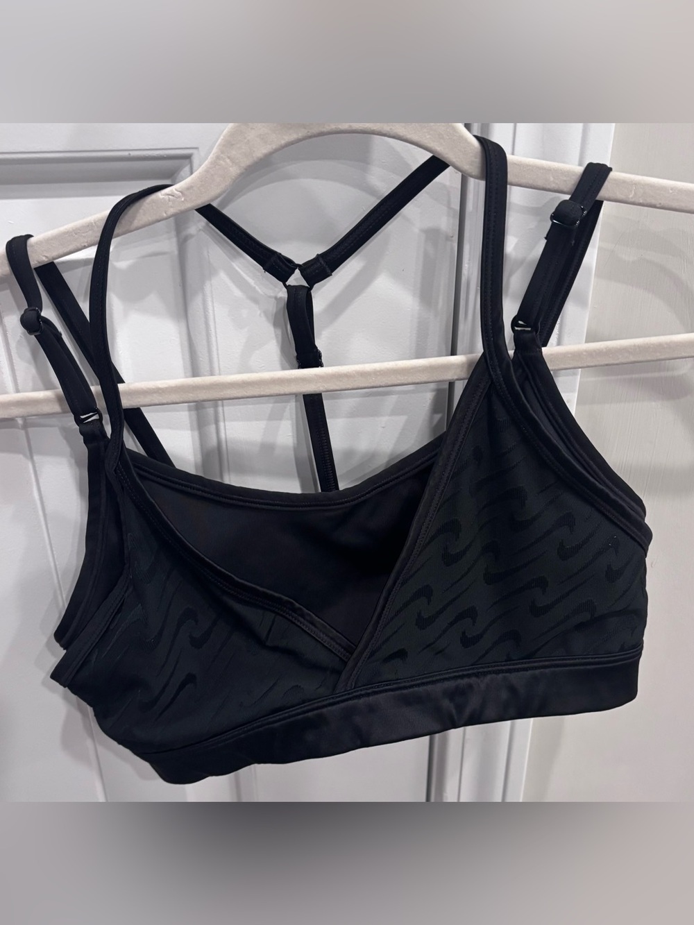 Nike Black Strappy Sports Bra with Subtle Wave Texture
